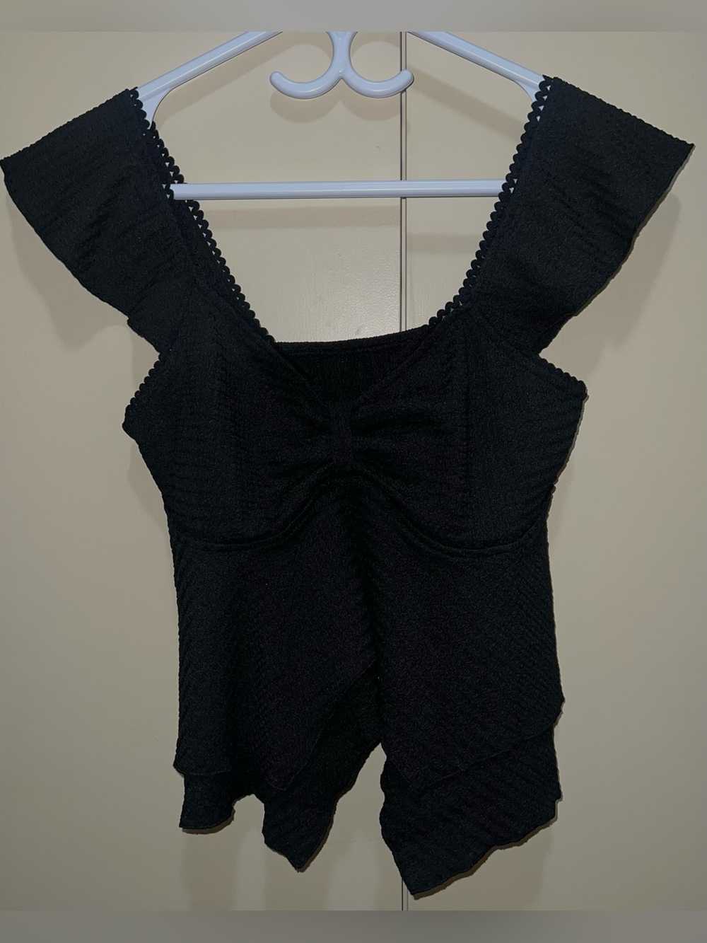 Women’s Black Ruffled Sleeve Top - Brand